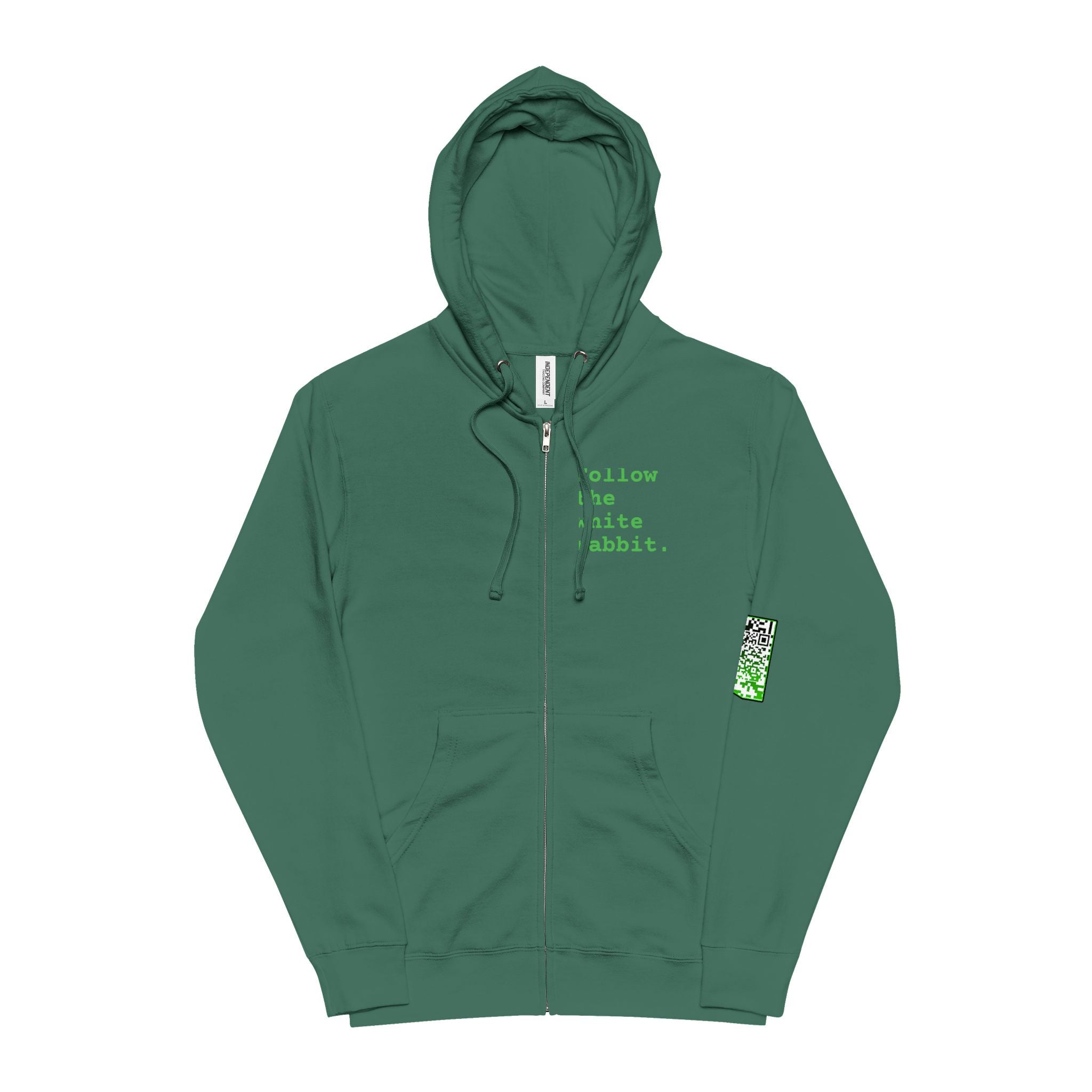 "Follow the white rabbit" Full Zip Hoodie