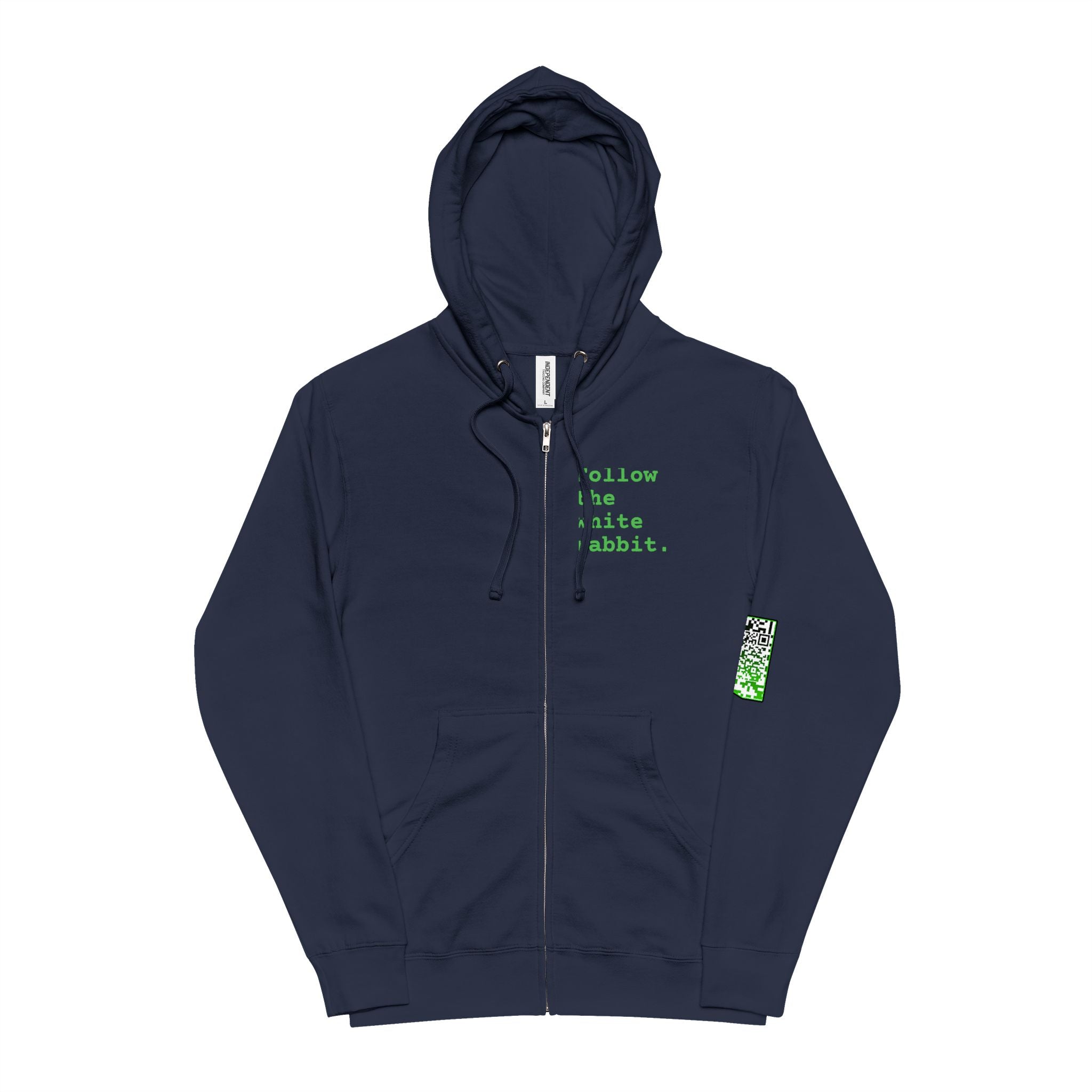 "Follow the white rabbit" Full Zip Hoodie