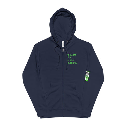 "Follow the white rabbit" Full Zip Hoodie